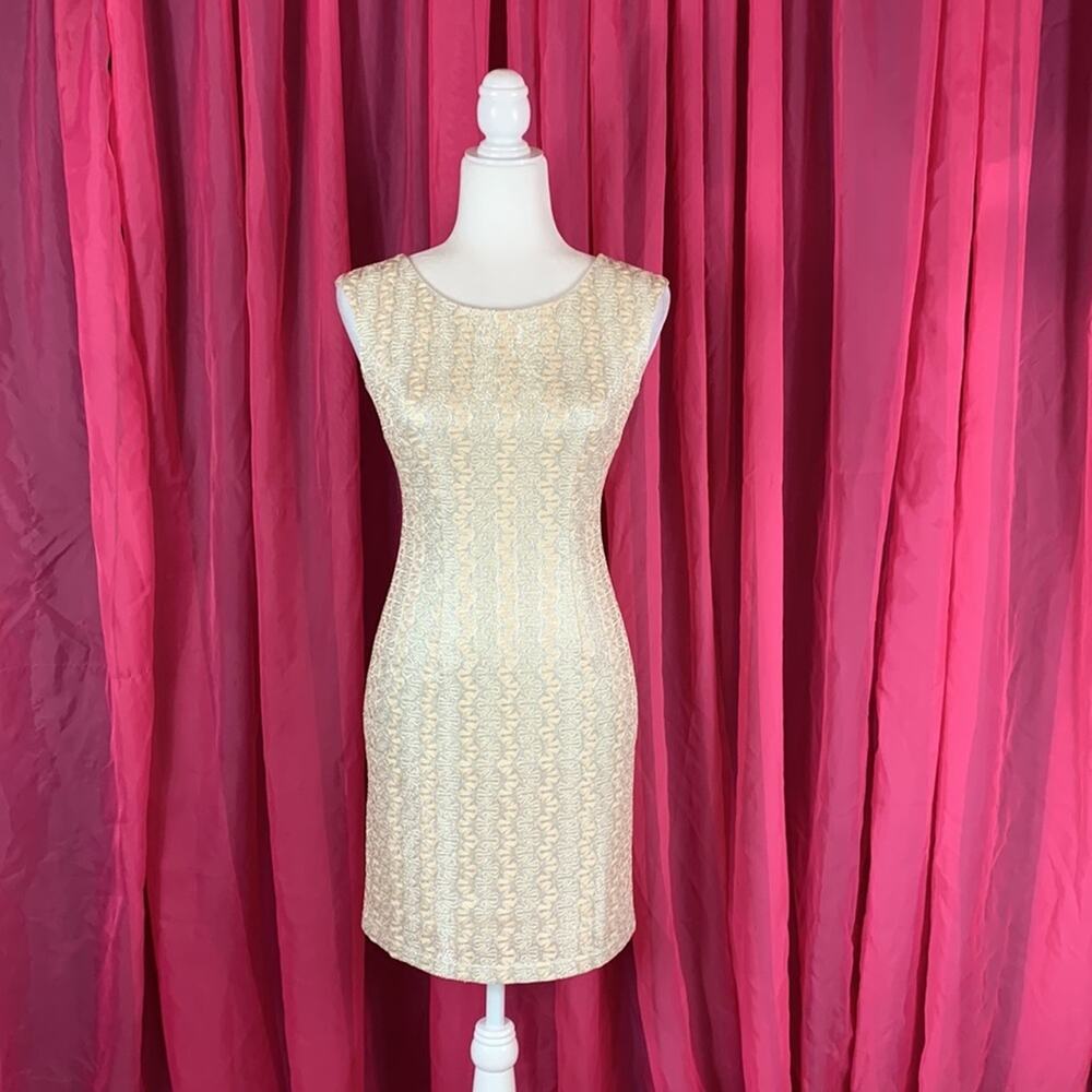 Anthro Gyalwana Champaign embroidered sheath cocktail party dress, 7 or 155/88a